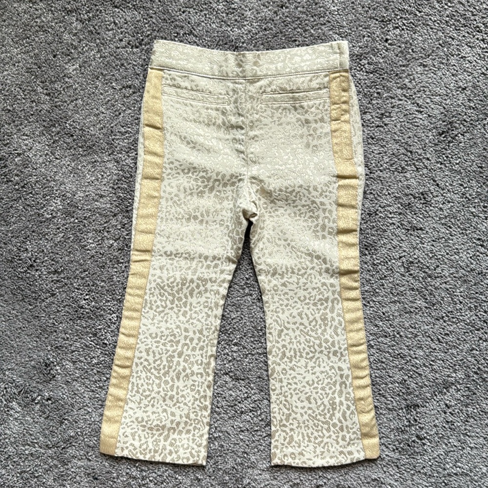 Rachel Zoe x Janie And Jack Metallic Gold Tuxedo Cheetah Pant Size 3